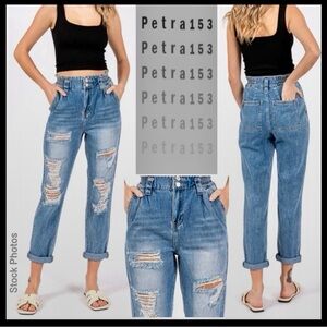 NWT PETRA153 High-Rise Paper-Bag Retro Jeans 100% Cotton (9/28)